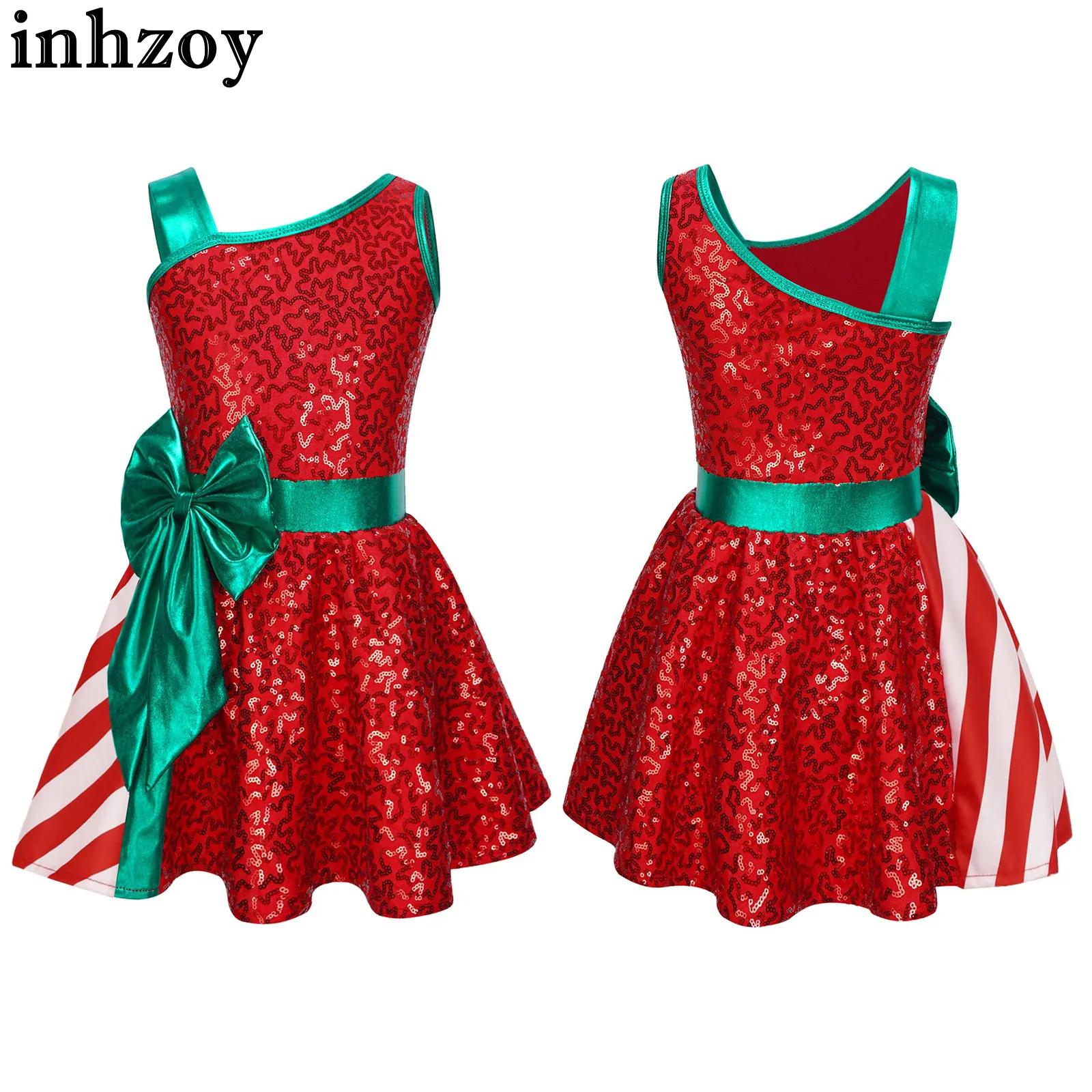 Elf Costume Christmas - Kids Girls Christmas Party Dress Sleeveless