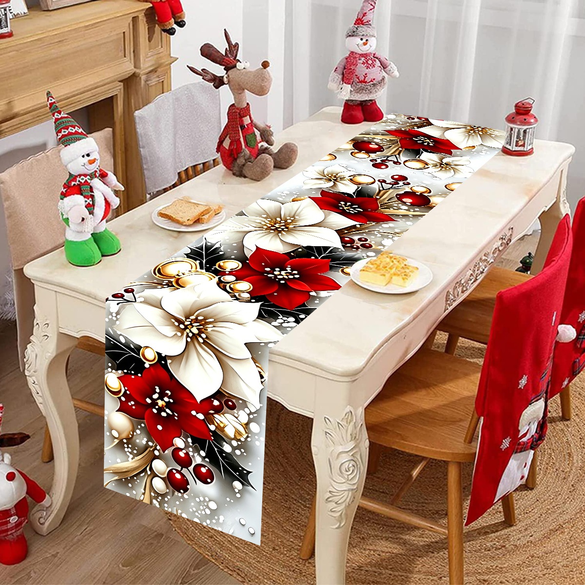 180*35cm Floral Christmas Tabl - Christmas Table Runner 评论和价格