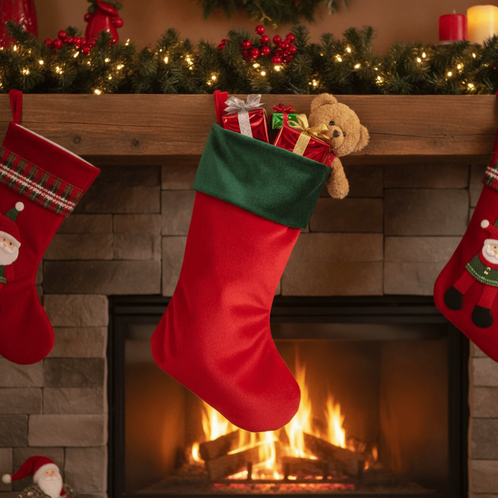 Red Green Velvet Christmas Sto - Christmas Stocking Hanging 评论和价格
