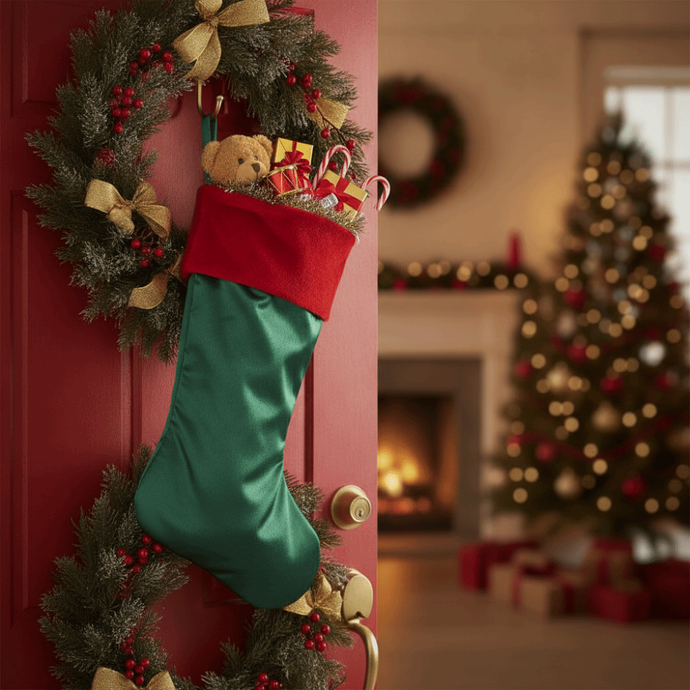Red Green Velvet Christmas Sto - Christmas Stocking Hanging 评论和价格