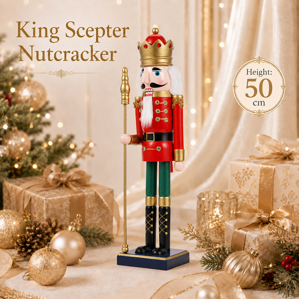 50CM Wooden Nutcracker Scepter - Nutcracker Figurine 评论和价格