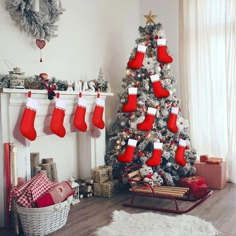 12-24PCS Christmas Stockings H - Christmas Stocking Hanging 评论和价格