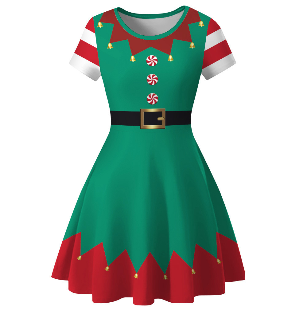 Kids Girls Christmas Party Fan - Elf Costume Christmas 评论和价格
