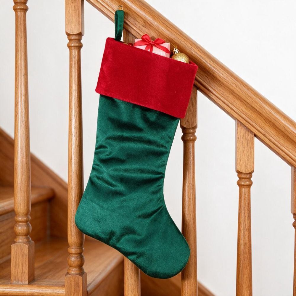 Red Green Velvet Christmas Sto - Christmas Stocking Hanging 评论和价格