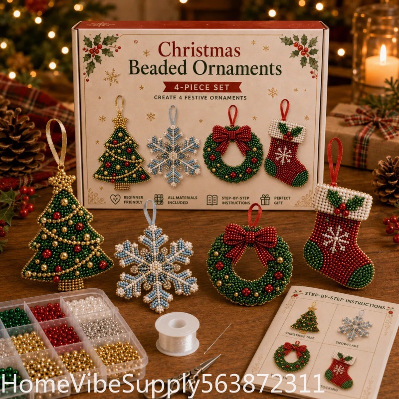 4 Pieces 3D Beaded Christmas T - Christmas Stocking Hanging 评论和价格