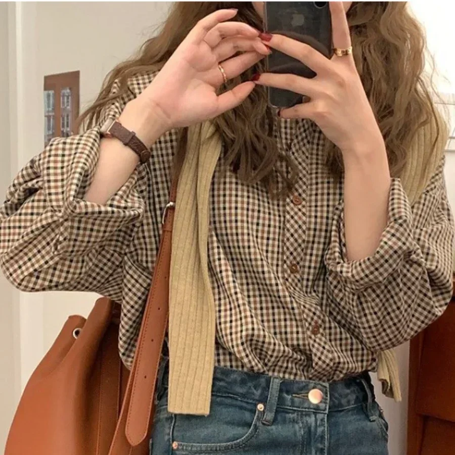 Plaid Shirts Women Retro Turn- - Christmas Throw Blanket 评论和价格